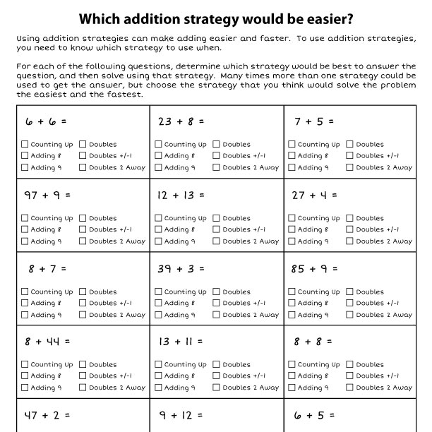 Addition Strategies For Kids