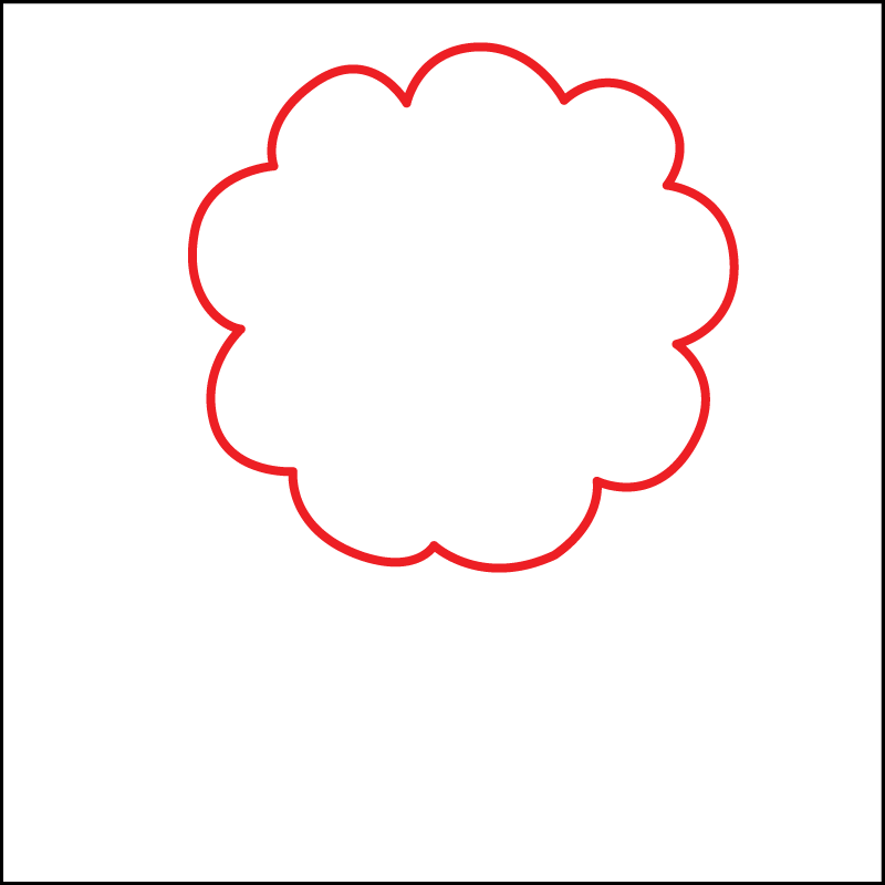 Step 1 of drawing a simple lion for kids: drawing part of the head.