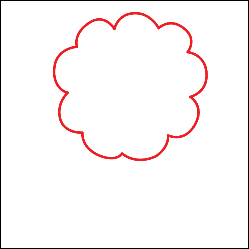 Step 1 of drawing a simple lion for kids: drawing part of the head.