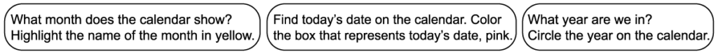 3 questions in the first row of the 1st grade September calendar worksheet