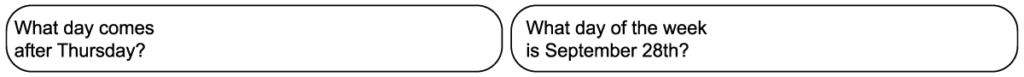 2 questions from the 7th row of the 1st grade September calendar worksheet