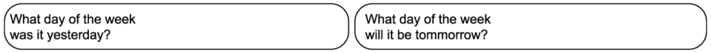 2 questions from the 9th row of the grade 1 September calendar worksheet