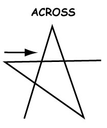 Third step of drawing a star: "Across"