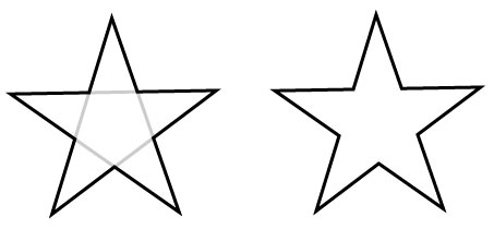 star with inside lines erased