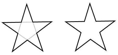 star with inside lines erased