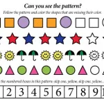 free printable coloring math worksheet to help kids learn patterns