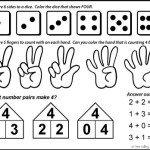 number bonds of four, dice, counting fingers, even or odd