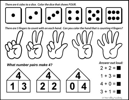 Number Bonds to 4 Free Math Printables