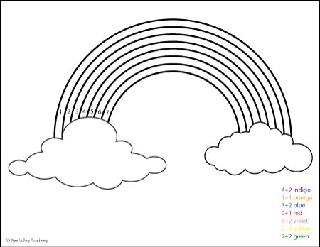 Free Math Printable. Color the answer rainbow coloring page.