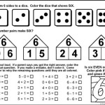 free math printable: number bonds one thru six, and even or odd.