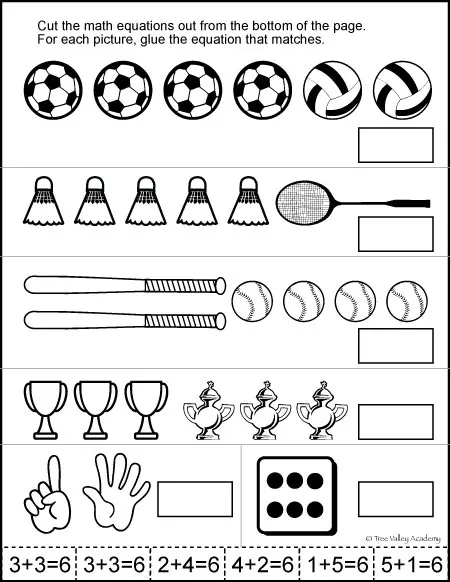 free math printable for young children - number bonds of six