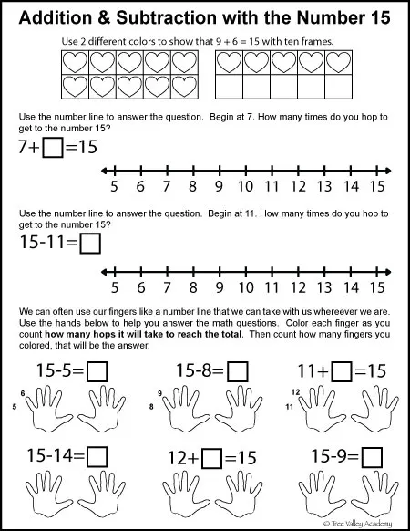 number bonds to 15 free math worksheets