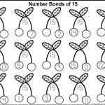 Free math printables for Kindergarten and Grade 1. Number Bonds of 15 colouring worksheet.