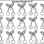 Free math printables for Kindergarten and Grade 1. Number Bonds of 15 colouring worksheet.