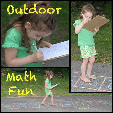 Outdoor Math Fun. A hopscotch type game to make doing math fun.