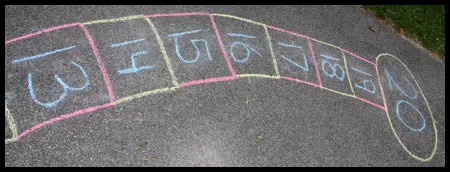 Hopscotch Chalk Numberline for math fun.