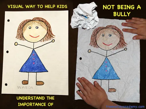 Visual way to help kids understand the importance of not being a bully.