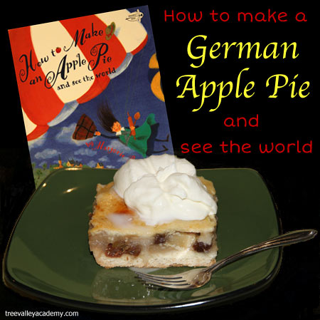 Book based activities to go along with the book "How To Make An Apple Pie And See The World".  A recipe for a delicious german apple pie. #appleunit #apples #bookbasedactivities #appleactivity #fall #homeschool #applepie #appletheme #treevalleyacademy