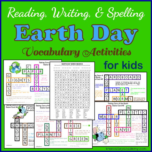 Reading, Writing & Spelling Earth Day Vocabulary Activities For Kids.