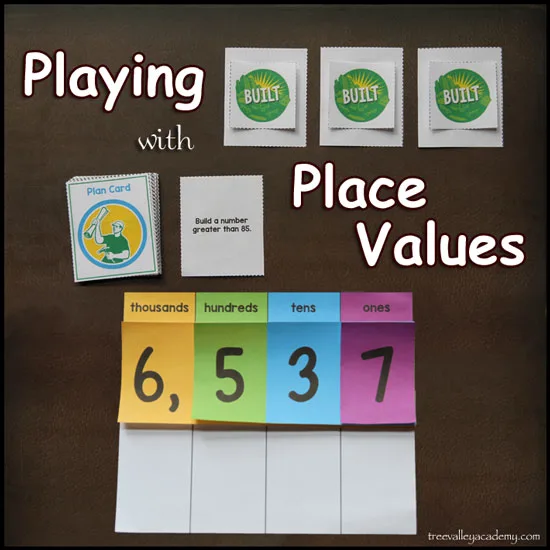 Fun math game to help kids learn about Place Values and Decomposing numbers when adding.