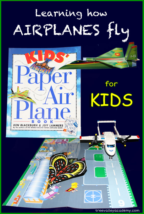 Learning how airplanes fly for kids. Free printables for kids learning the parts of an airplane and the 4 forces of flight. Play based learning with paper airplanes.