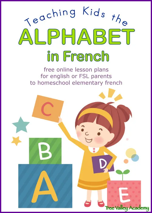 Learning the alphabet in french. Free online lesson plans for english or FSL parents to homeschool elementary french.