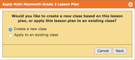 Step 2 when scheduling a year's worth of assignments with a lesson plan on Homeschool Planet. It's done in only a few clicks.