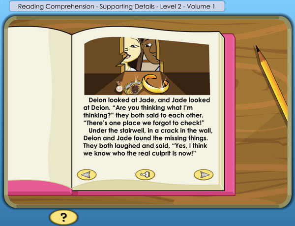 Screenshot of Reading Comprehension section on K5 Reading.