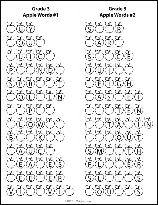 apple themed spelling activities for grade 3 tree valley academy