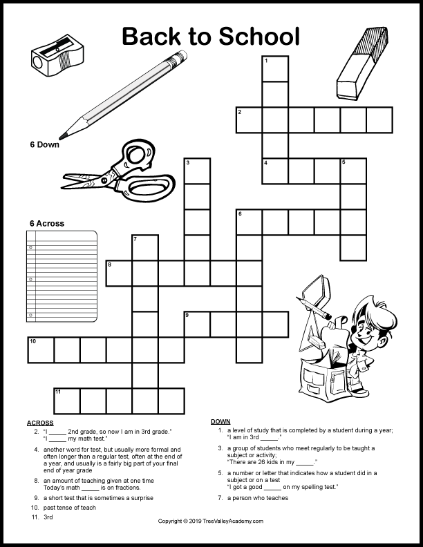 Back to school crossword puzzles for kids are a fun way for kids to work on vocabulary and spelling of back to school themed words.  Free printable crossword puzzle for kids at a grade 2, 3 & 4 spelling level.  Downloadable pdf includes answer sheet.