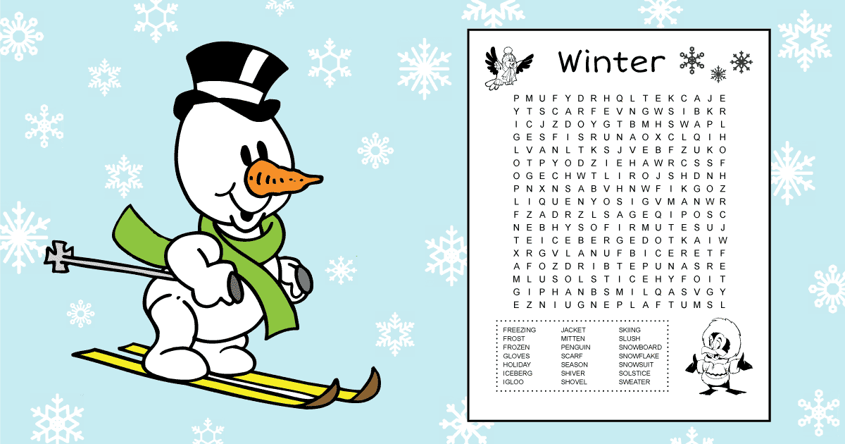 Free Printable Winter Word Search for Kids