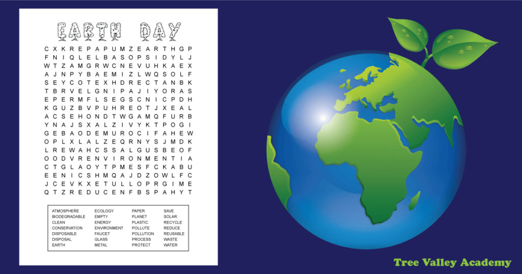 Free printable Earth Day word search for older kids around 6th grade. 28 hidden words with many of them being Grade 6 spelling words. 2 page pdf includes answers. #wordsearch #EarthDay #freeprintables