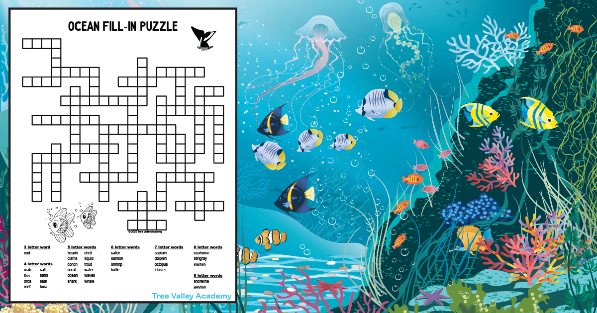 Ocean Themed Fill In Puzzle For Kids - Tree Valley Academy