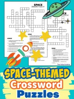 2 printable space themed crossword puzzles for kids in grades 5 or 6