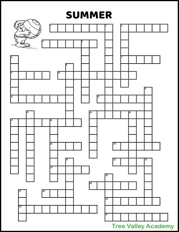 summer crossword puzzle tree valley academy