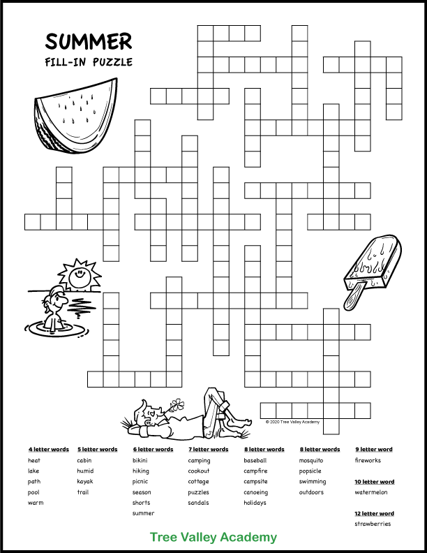 Printable Crossword Fill In Puzzles