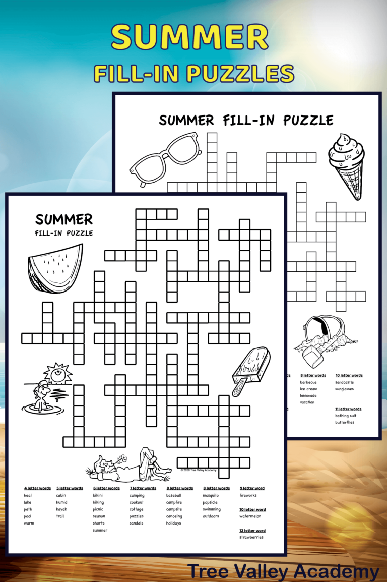 16+ Free Printable Fill In Word Puzzles for Kids - Tree Valley Academy
