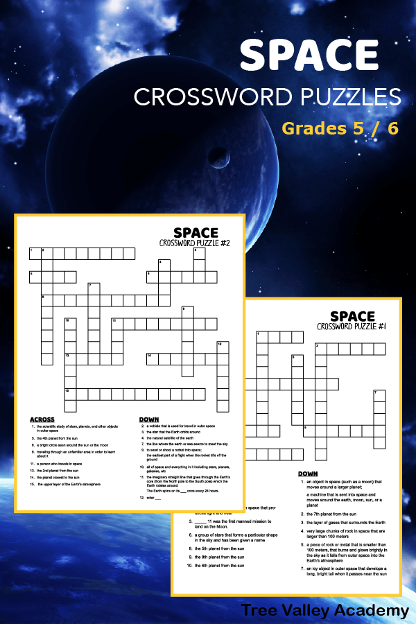 Space Themed Crossword Puzzles - Grades 5 / 6