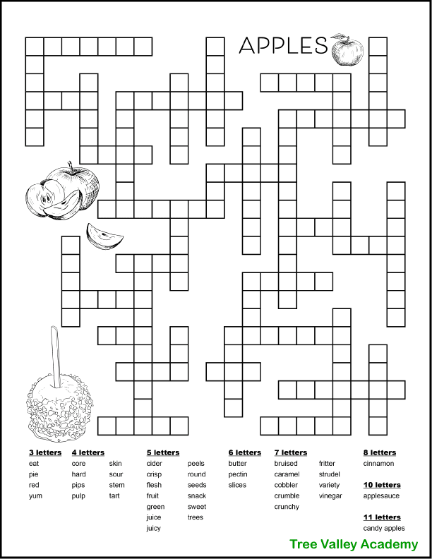 Printable Apple Fill In Puzzles for Kids Tree Valley Academy