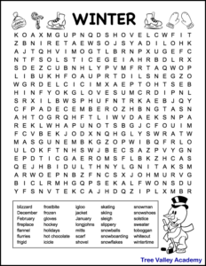 Free Printable Winter Word Searches for Kids - Tree Valley Academy