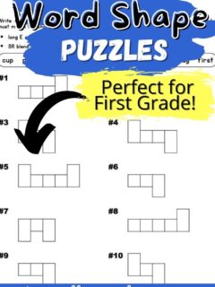 Word shape puzzles perfect for 1st grade.