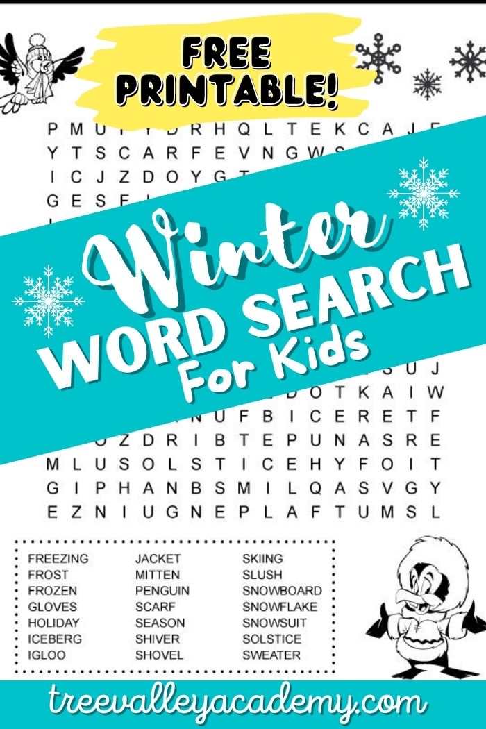 Free Printable Winter Word Search for Kids