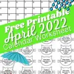 Free printable April 2022 calendar worksheet.