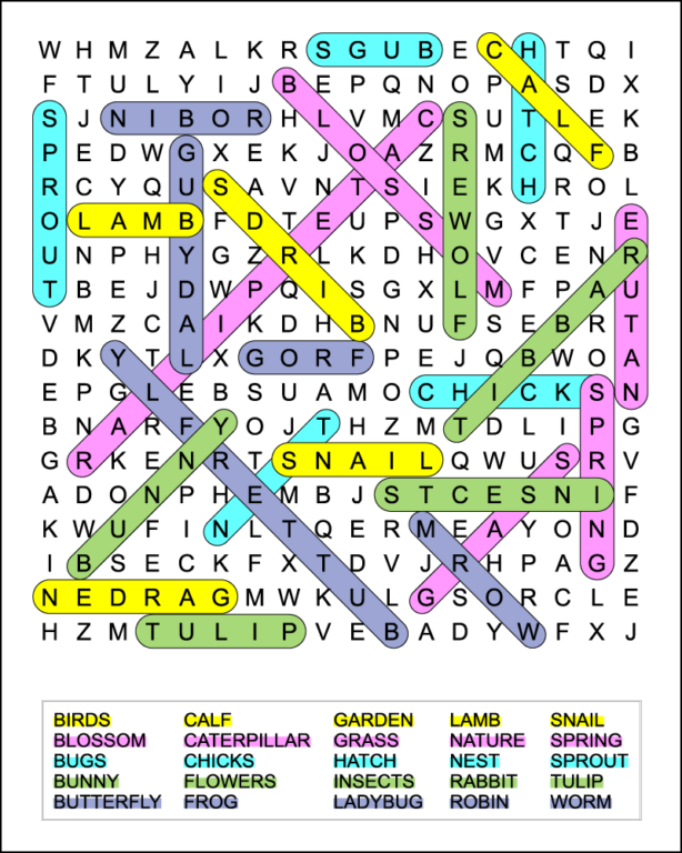 difficult spring word search puzzle for kids free