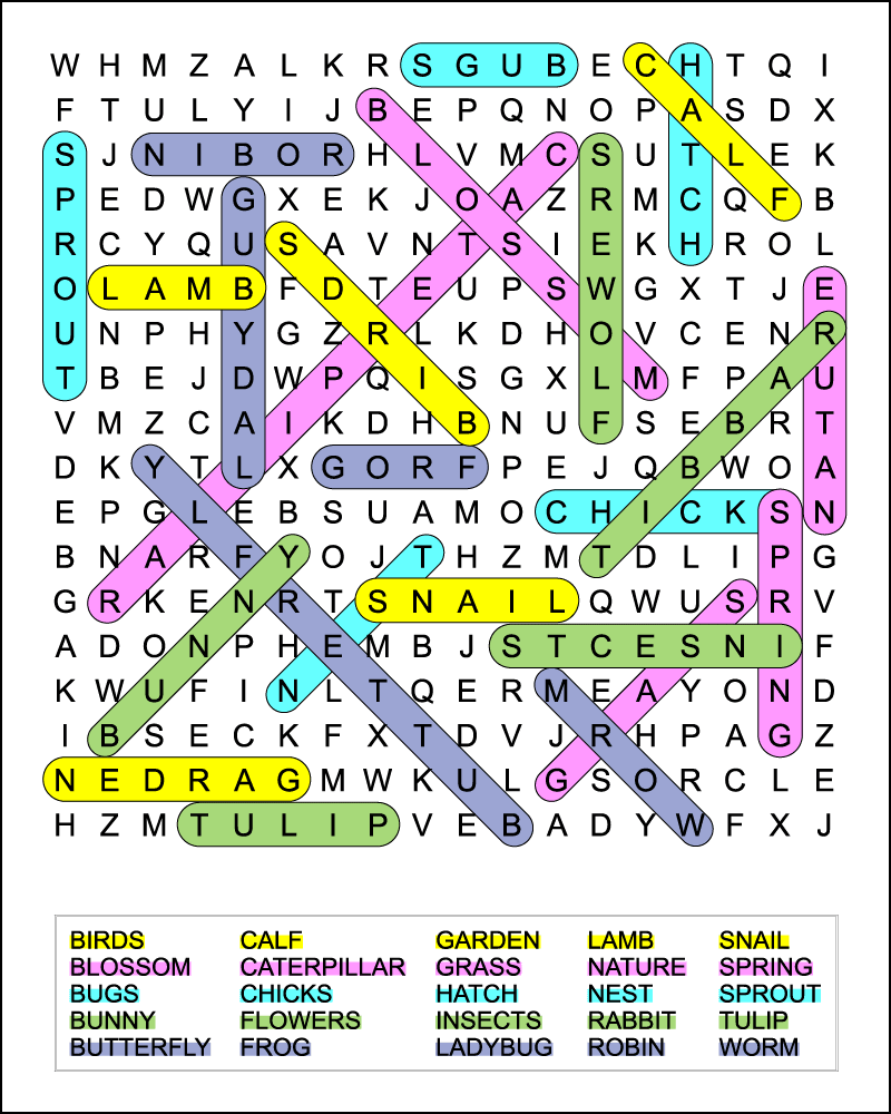 answer key for spring word search 