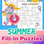 Free printable summer fill in puzzles for kids.