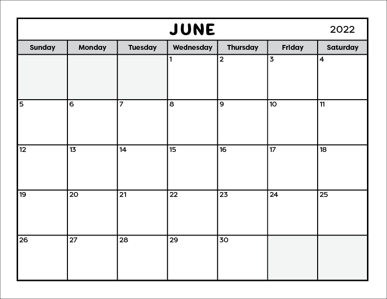 calendar worksheet for june 2022 tree valley academy