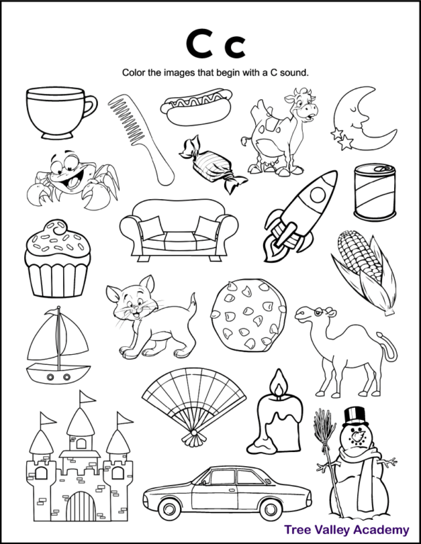 Letter C Sound Worksheets Tree Valley Academy