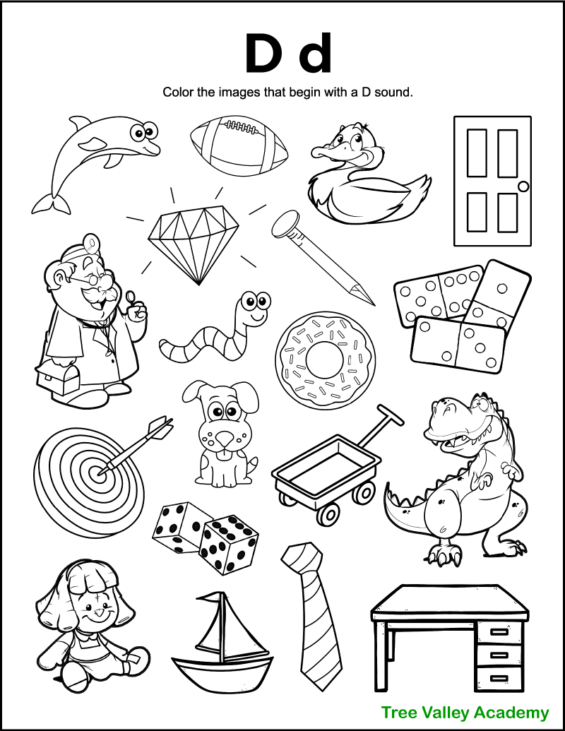 letter d sound worksheets tree valley academy