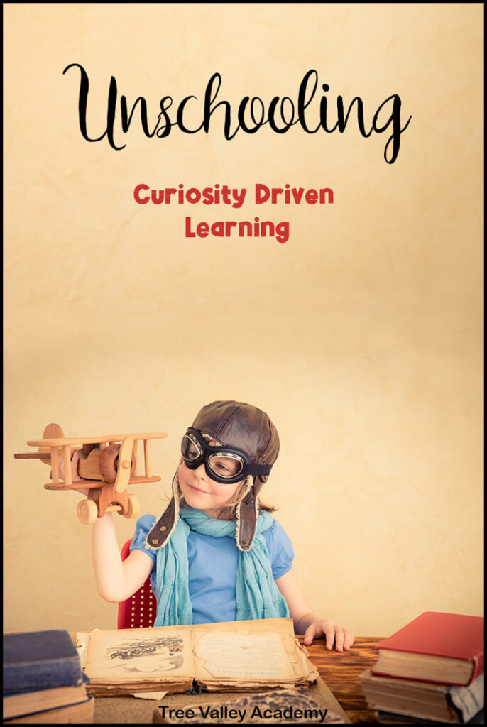 A young child learns by following their interest in airplanes and flight.  The unschooled child imagines himself as a pilot as he plays with a toy airplane.  He wants to learn more so he reads books on the topic of his interest.